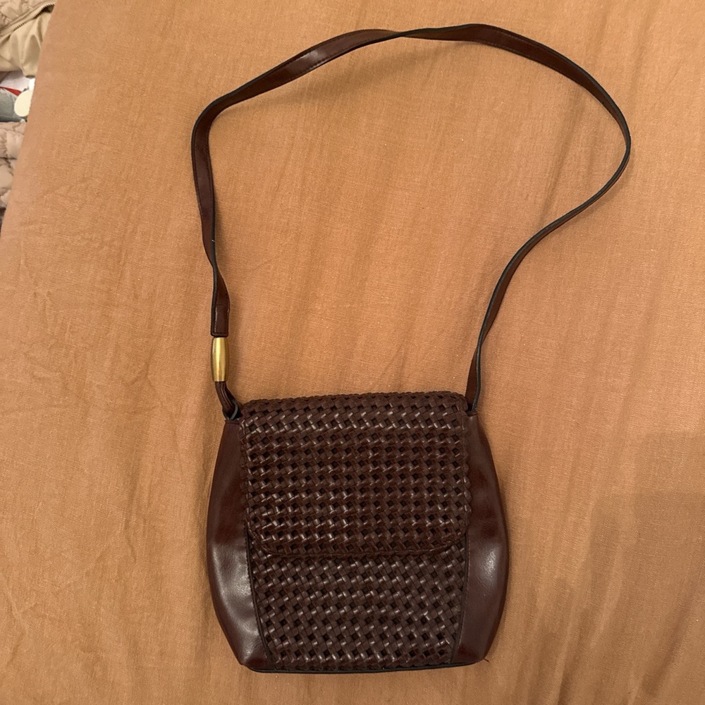 Liz Claiborne Dark Brown Woven Crossbody Bag
